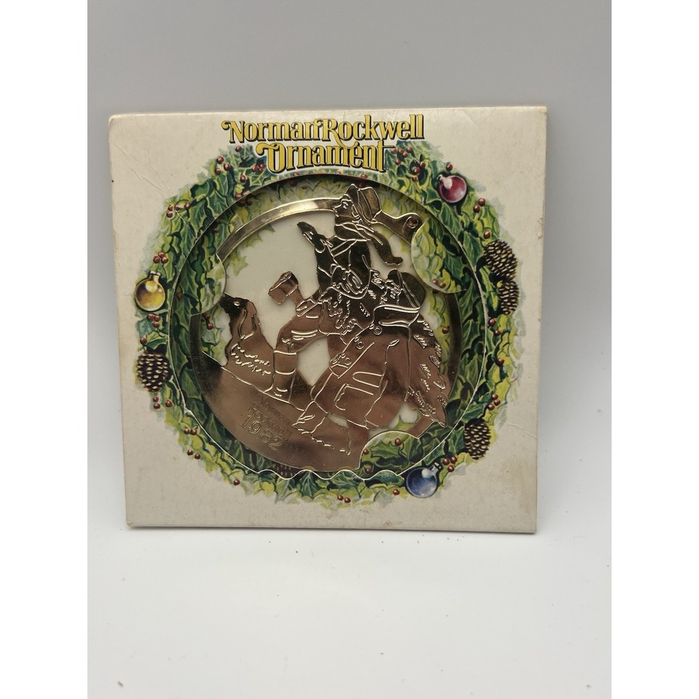 Vtg McDonald's Norman Rockwell Christmas Ornament 1982 Coca Cola gold hanging